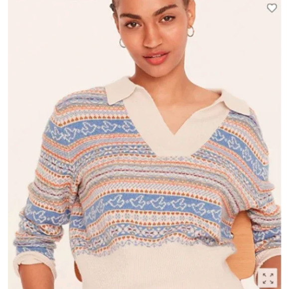 J. Crew Sweaters - NEW J. Crew Collared Fair Isle Sweater Blue Beige BD416